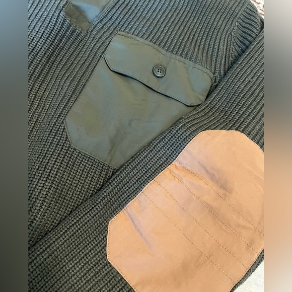 Duluth Trading Sweater Mens Medium Olive Green Shawl Collar Sweater Size Large - Picture 2 of 5